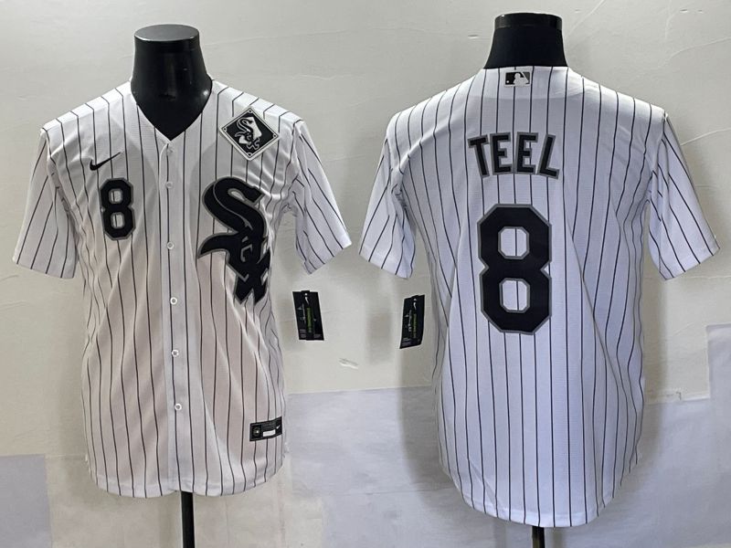 Men 2025 Chicago White Sox #8 Teel White Stripe Game Nike MLB Jersey style 11